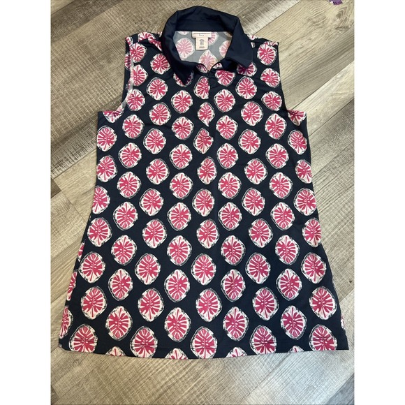 Tommy Bahama Tops - Tommy Bahama GOLF Womens Polo Shirt Small S Navy And Pink Sleeveless